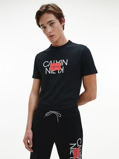 Calvin Klein Ruhák HU420769 | Calvin Klein Organic Cotton Logo Férfi Póló Fekete